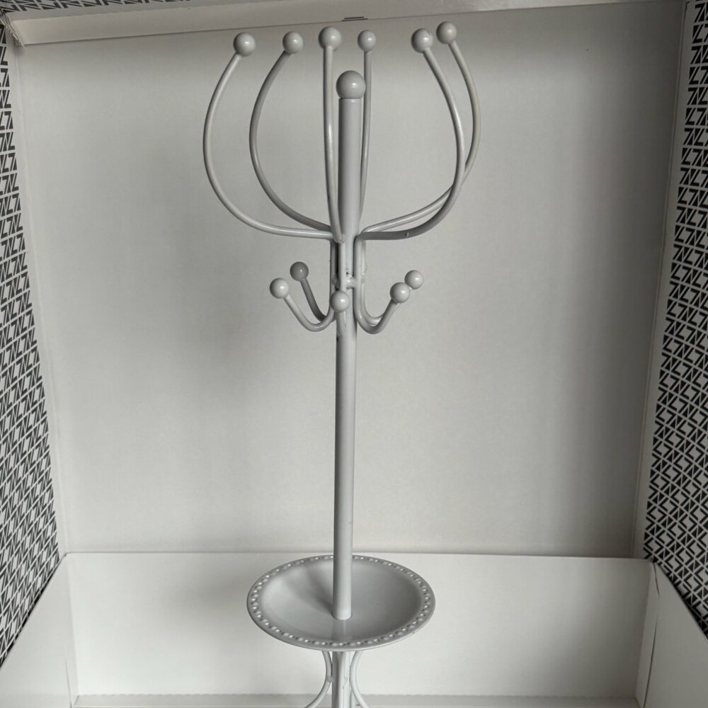 White Metal Jewelry Organizer Stand Necklace Bracelet Holder